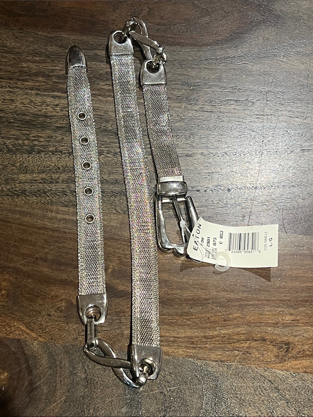 Eaton The Work Connection Silver Mesh Belt Vintage New with tags